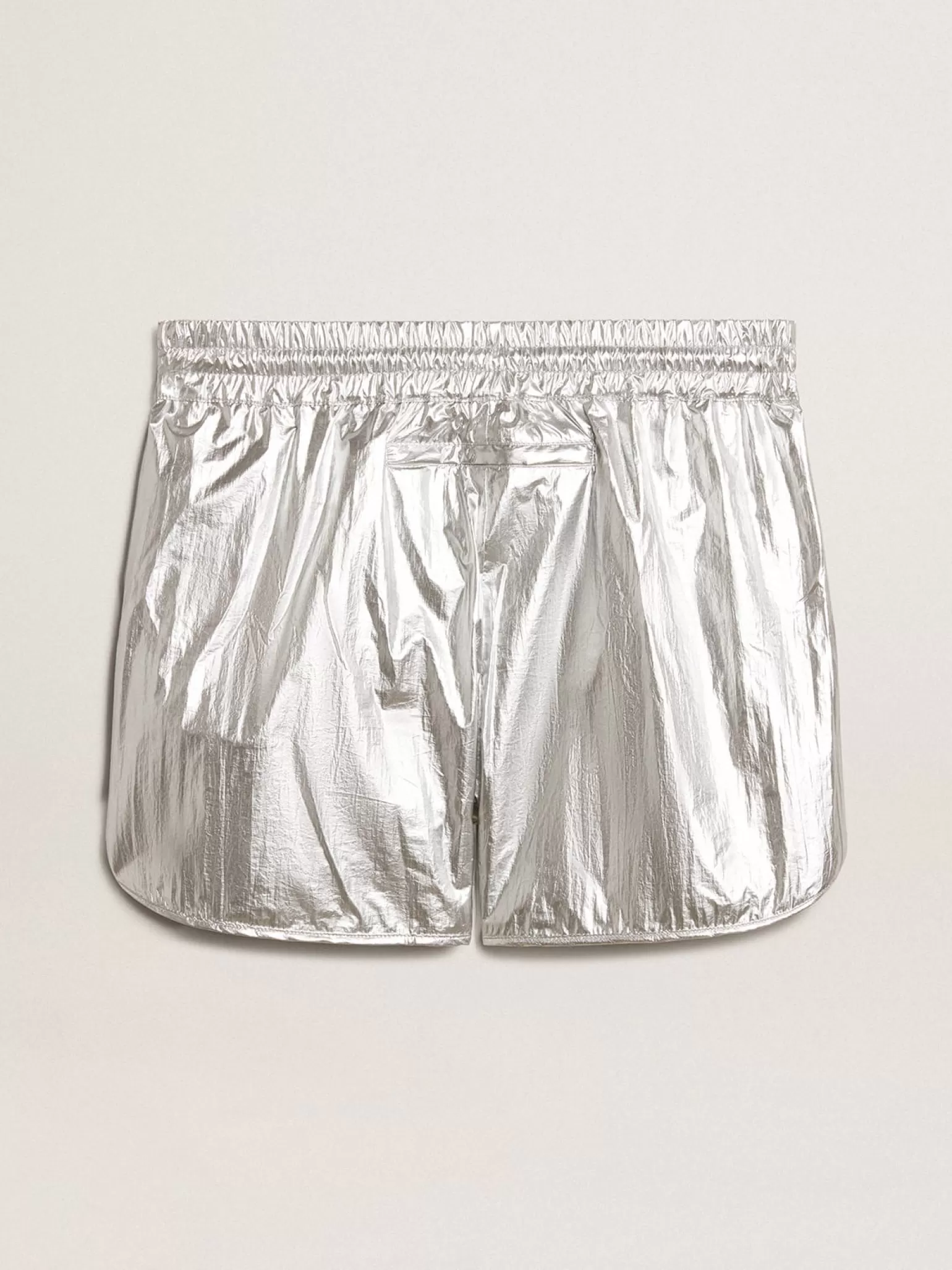 Discount Short de corrida masculino de tecido prateado Jeans e calças