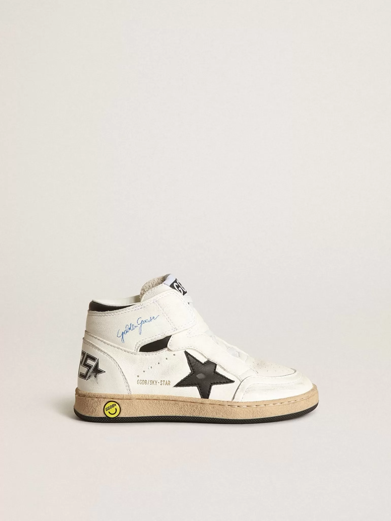 Store Sky-Star Junior de napa branca com estrela de couro preto Meninas pequenas (1-3 anos) | Meninos pequenos (1-3 anos)