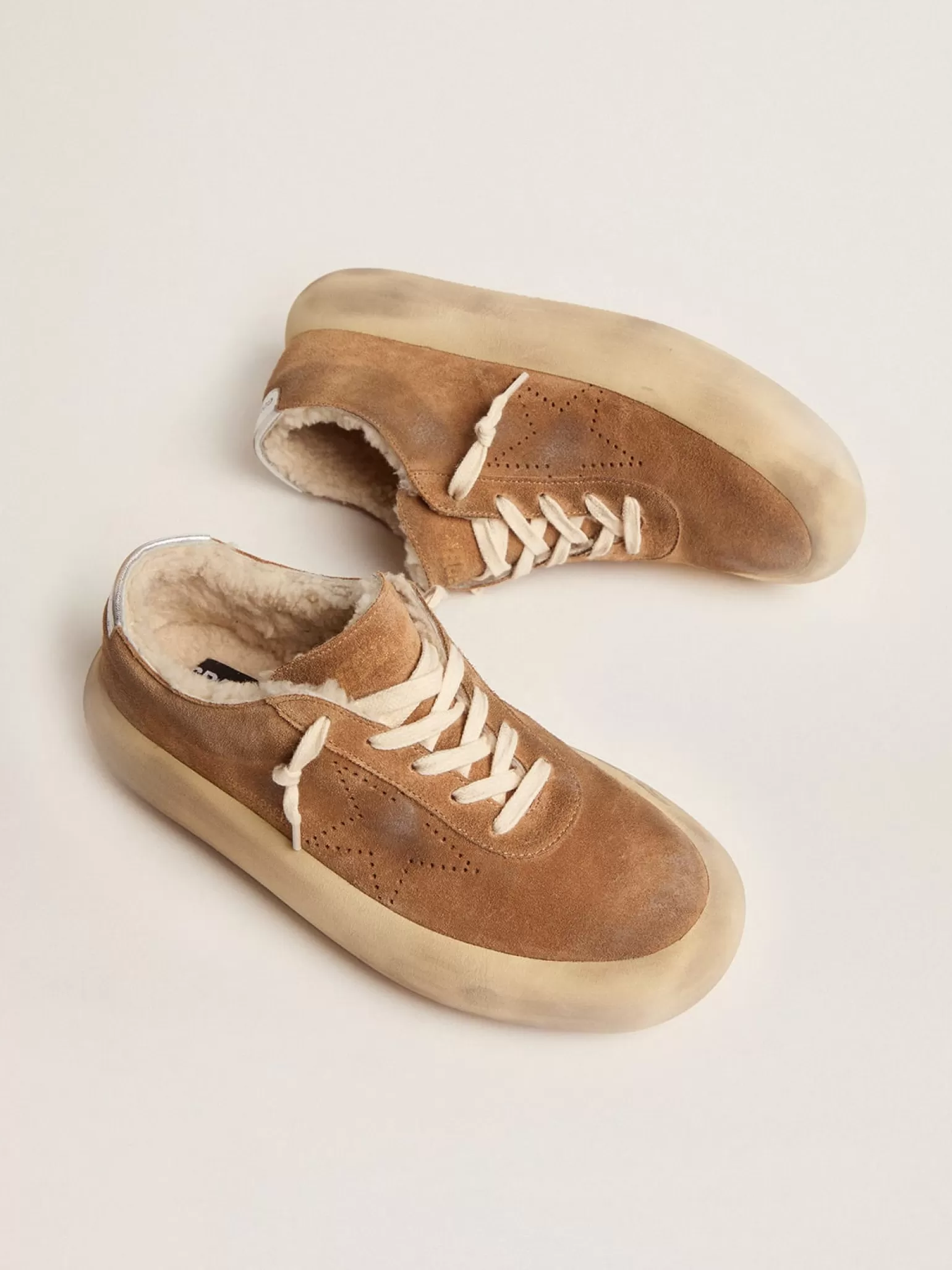 Fashion Space-Star masculino de suede cor tabaco e forro de shearling Space-Star