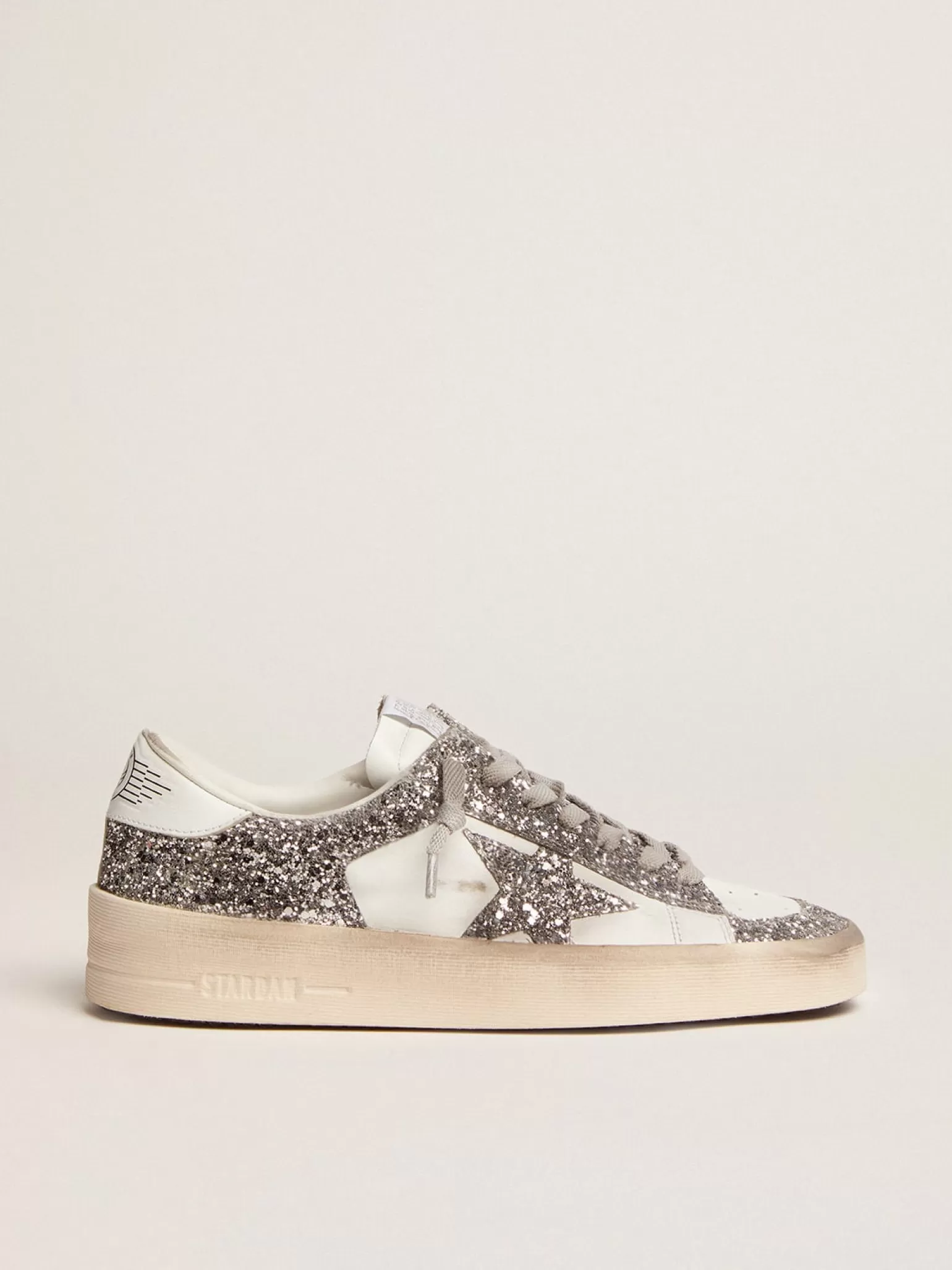 Store Stardan feminino de couro branco e glitter MULHER Stardan