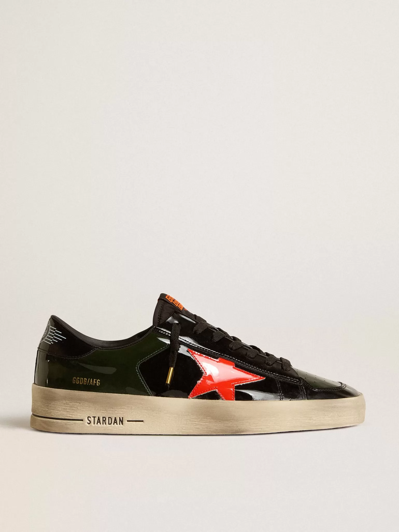 Discount Stardan Feminino de couro envernizado preto e verde com estrela laranja MULHER Stardan