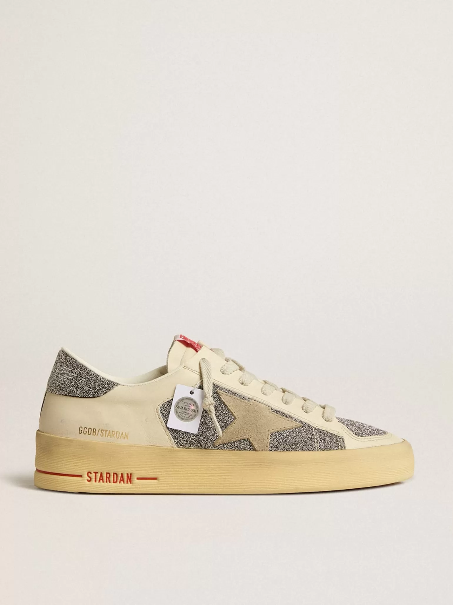 Flash Sale Stardan Feminino de suede com estrela cor de areia e inserções de cristais prateados MULHER Stardan