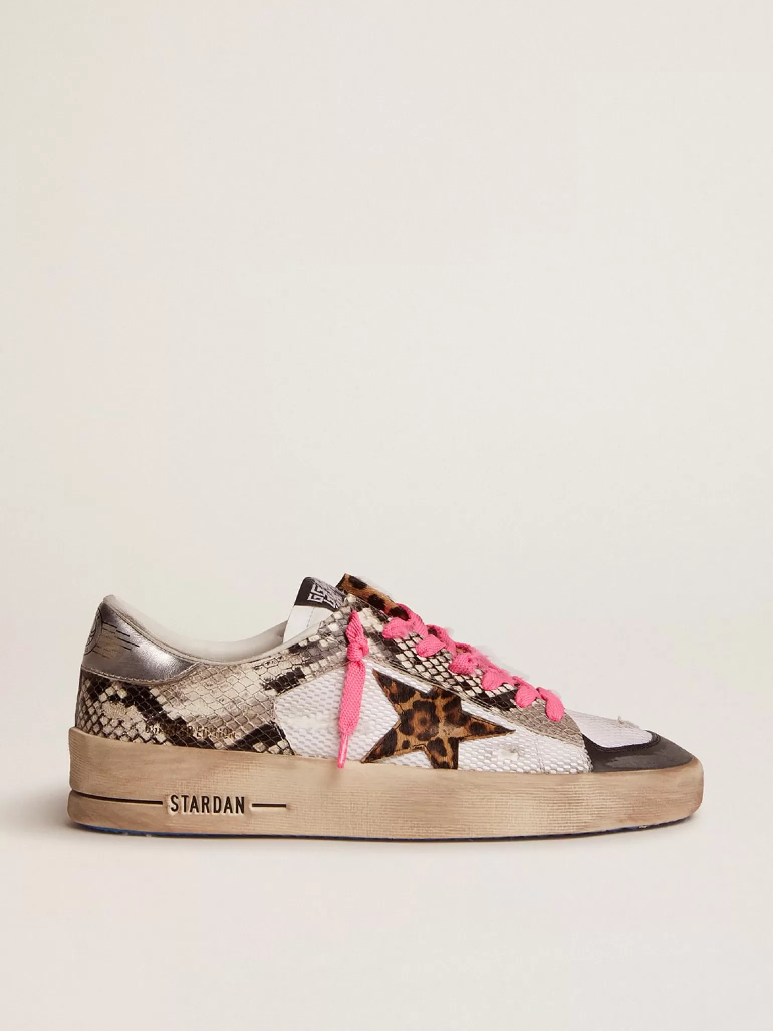 Cheap Stardan LAB feminino com cabedal de couro e estrela de couro cavalinho leopardo MULHER Stardan