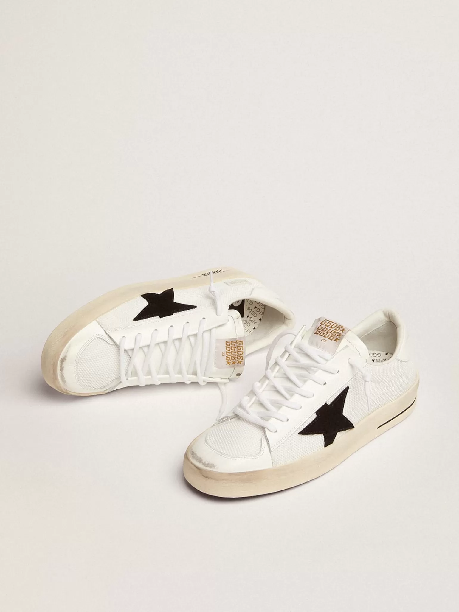 Hot Stardan masculino de tela branca com estrela de suede preto Stardan