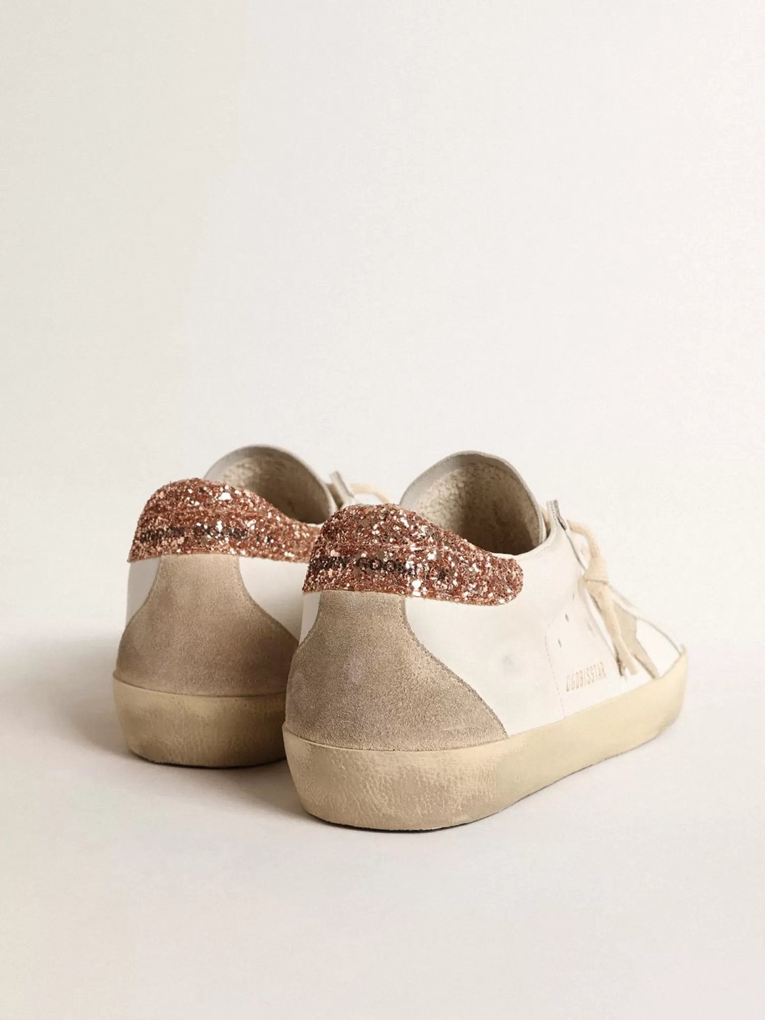 Best Super-Star com estrela de suede e talão de glitter rosa pêssego MULHER Super-Star