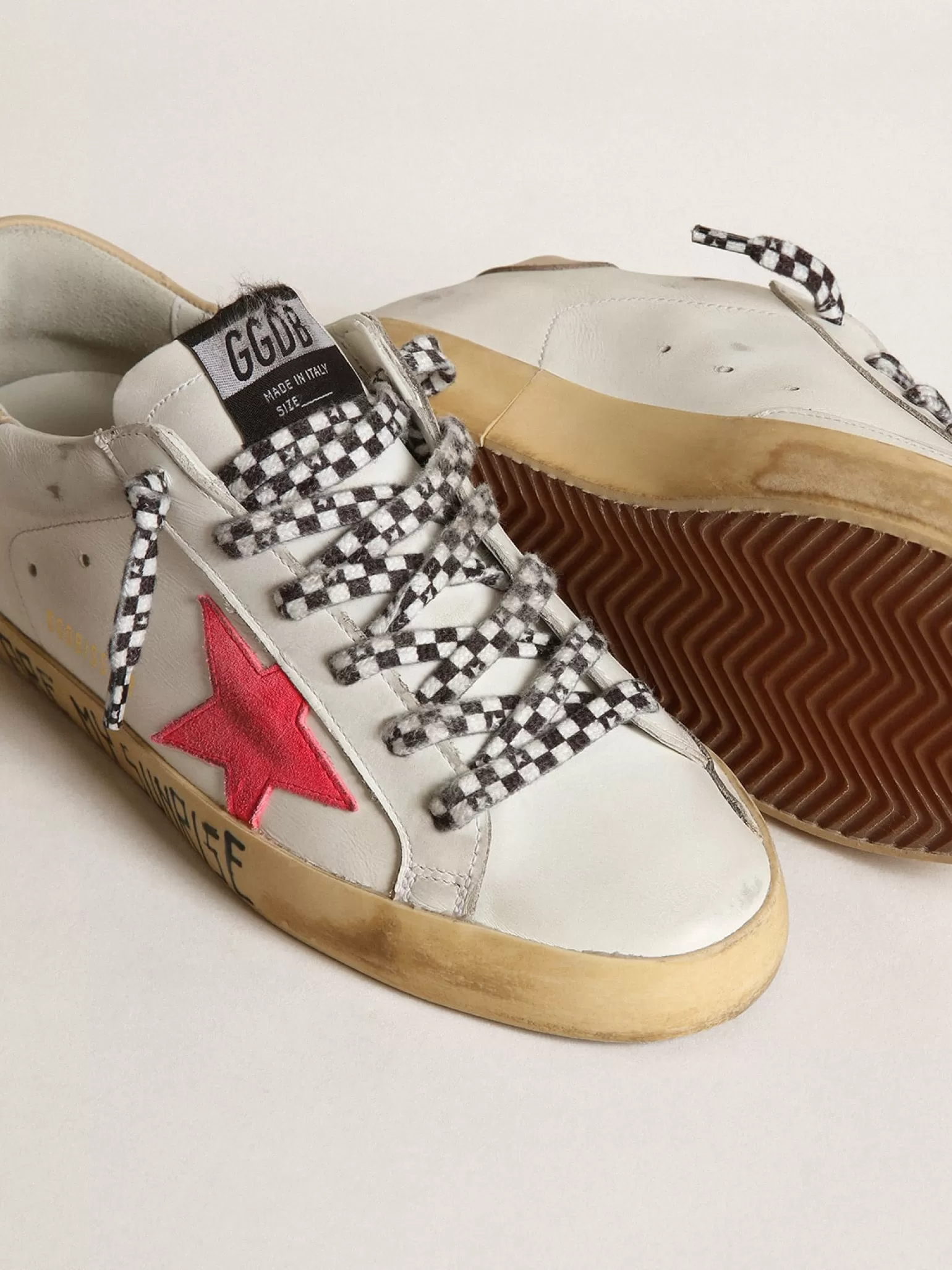Hot Super-Star com estrela de suede lagosta e talão de couro areia MULHER Super-Star