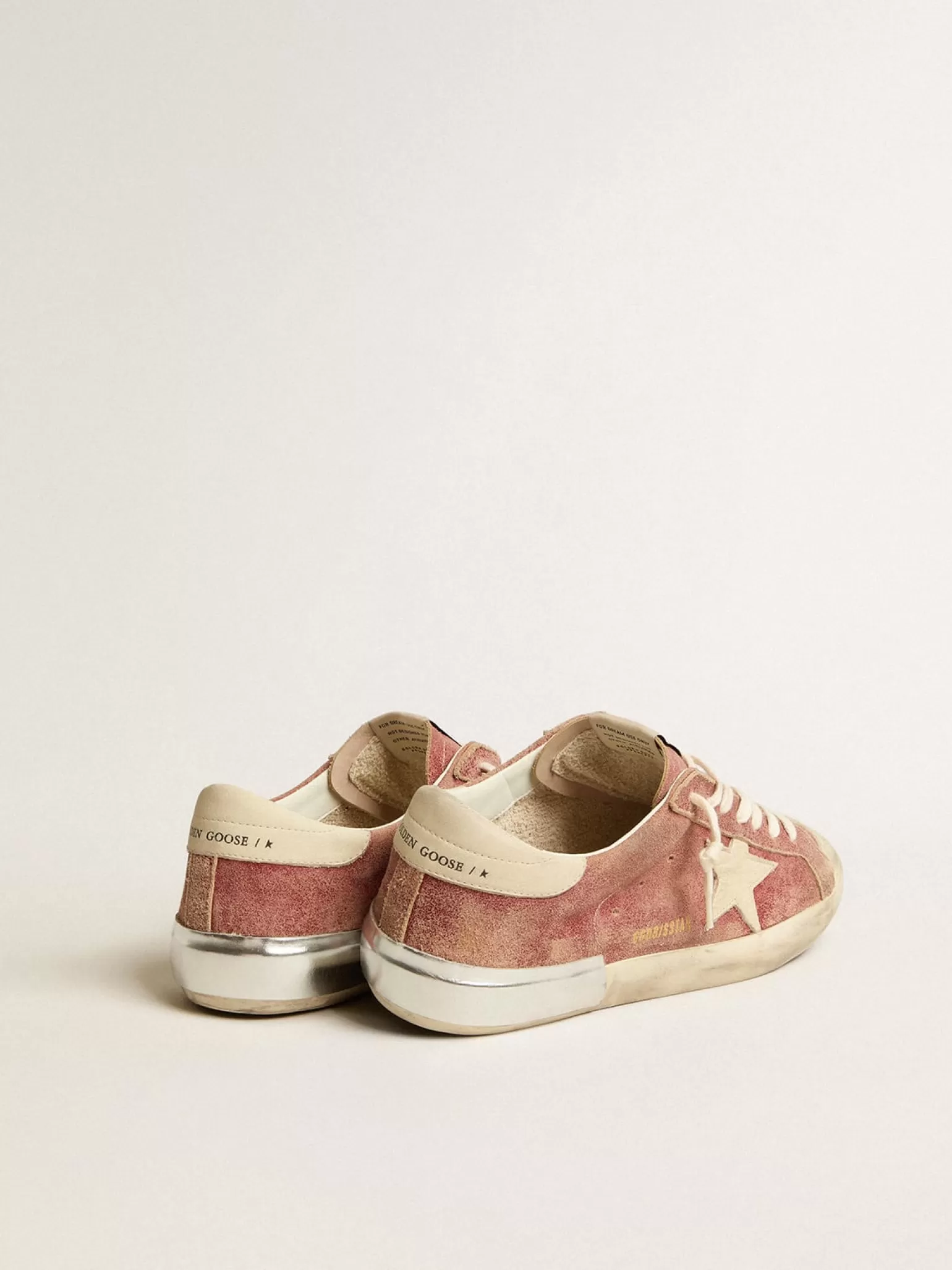 Store Super-Star de couro vermelho com estrela e talão de nubuk na cor creme Super-Star