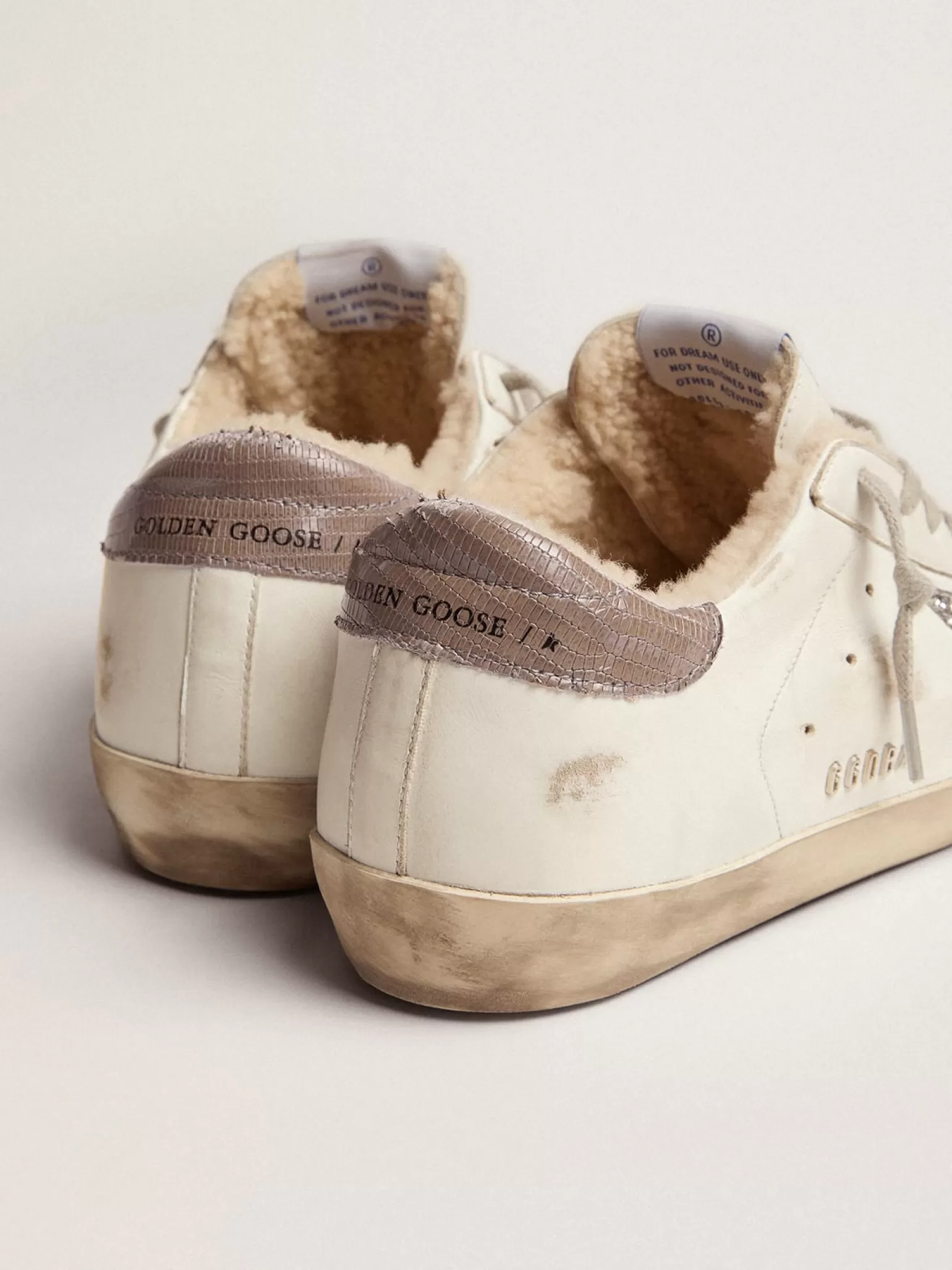 Discount Super-Star feminino com forro de shearling e estrela de glitter prateado MULHER Super-Star
