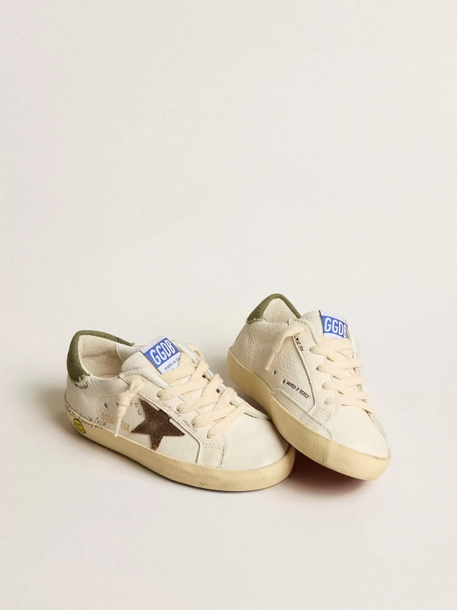 Clearance Super-Star Junior de napa com estrela de suede e talão verde Meninos pequenos (1-3 anos)