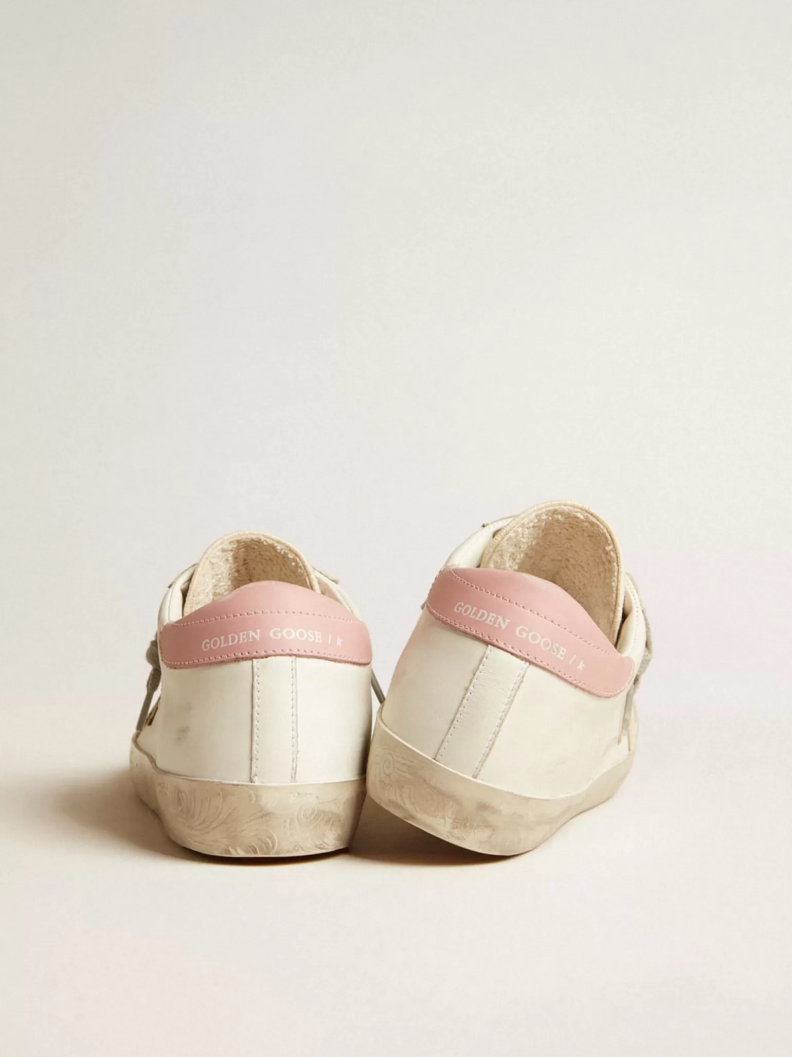 Hot Super-Star LTD com estrela de suede bege e talão rosa MULHER Super-Star