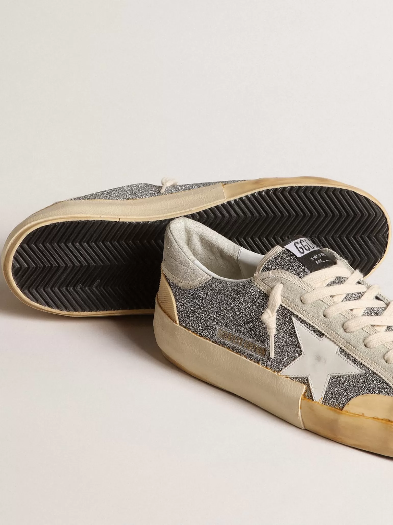 Best Sale Super-Star Masculino LAB com estrela branca e cabedal glitter Swarovski Super-Star