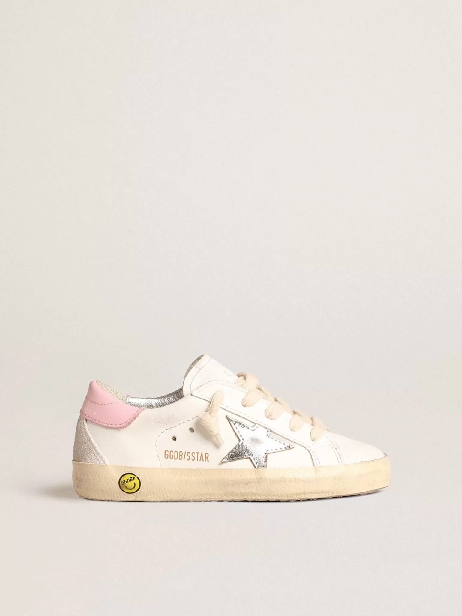 Fashion Super-Star Young com estrela de couro prateado e talão rosa Meninas (4-10 anos)
