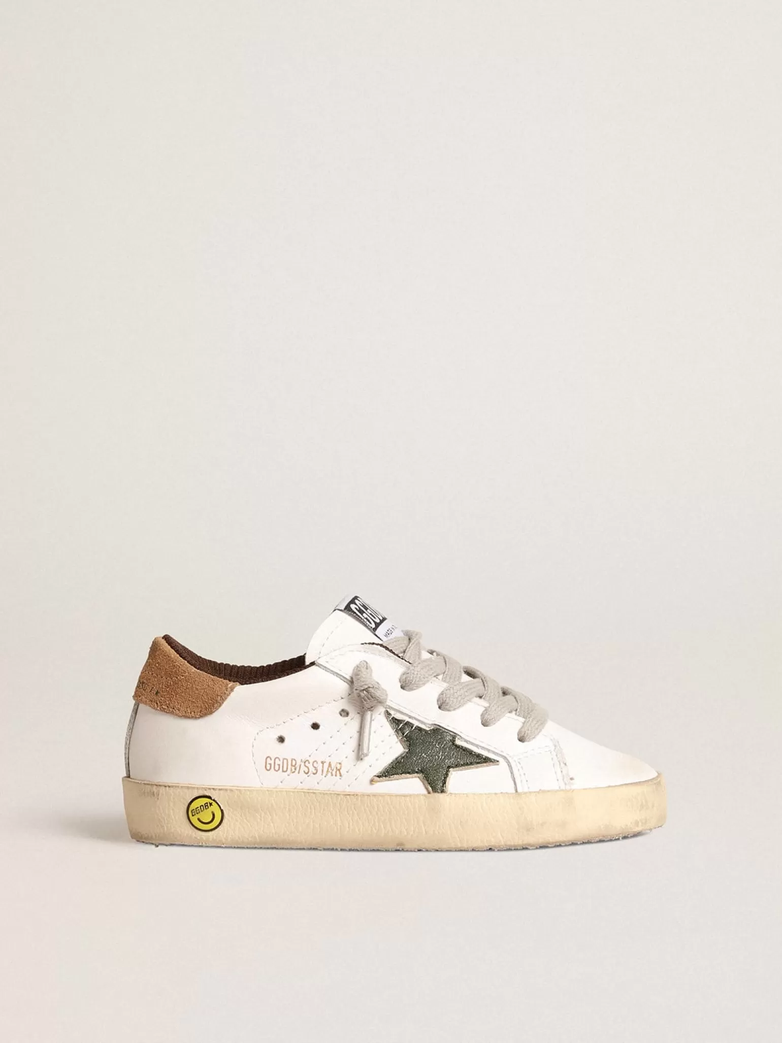 Clearance Super-Star Young com estrela de napa verde e talão de suede marrom Meninos (4-10 anos)