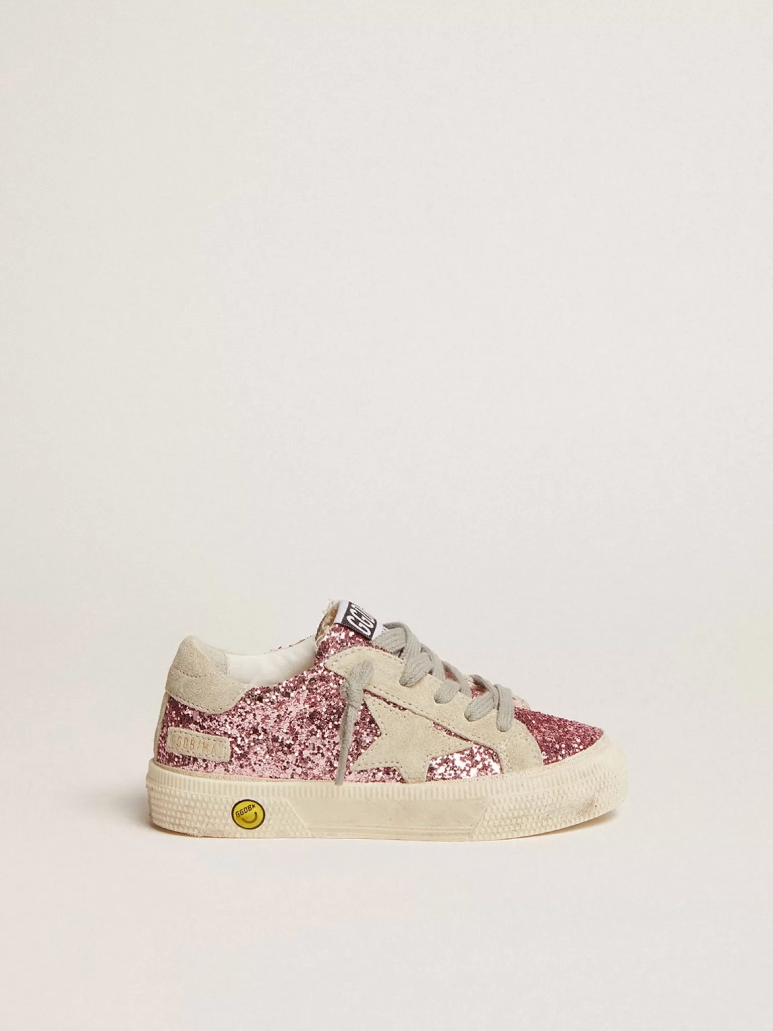 Best Sale Tênis May de glitter rosa com estrela e talão de suede cinza gelo Meninas (4-10 anos)