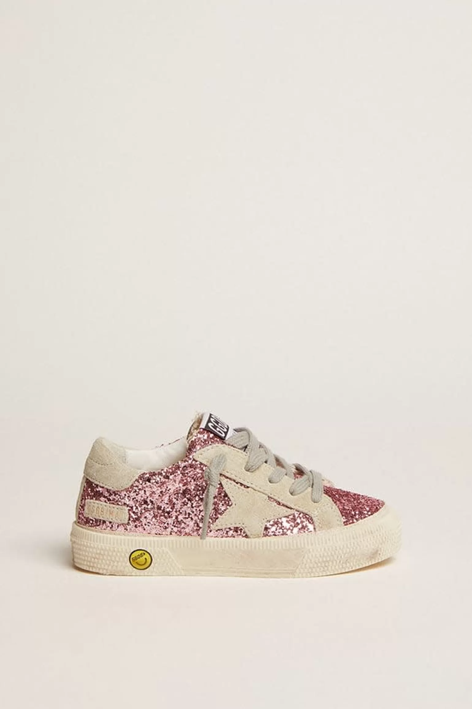 Fashion Tênis May de glitter rosa com estrela e talão de suede cinza gelo Meninas pequenas (1-3 anos)