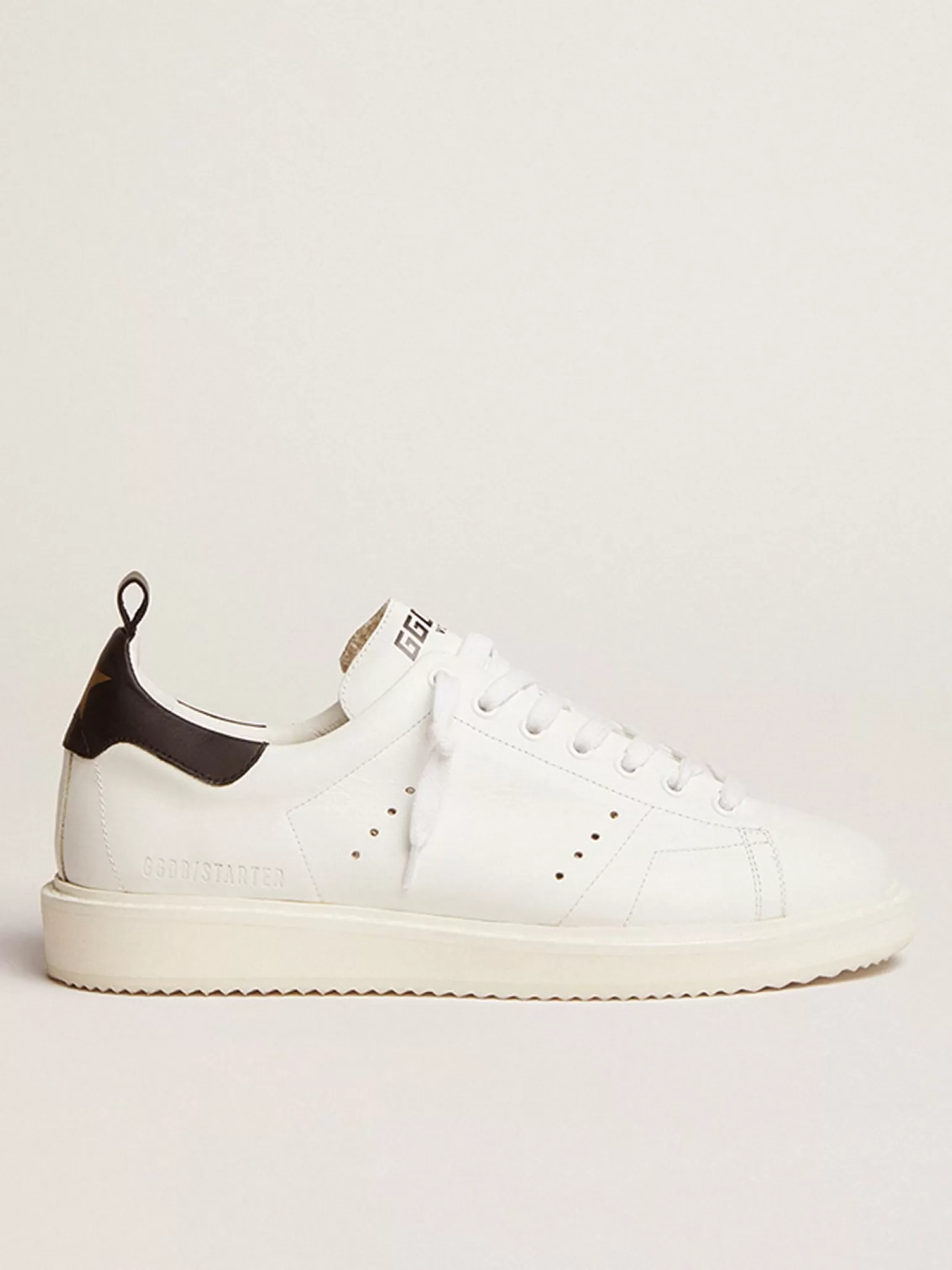 Discount Tênis Starter de couro branco com talão de couro preto Starter