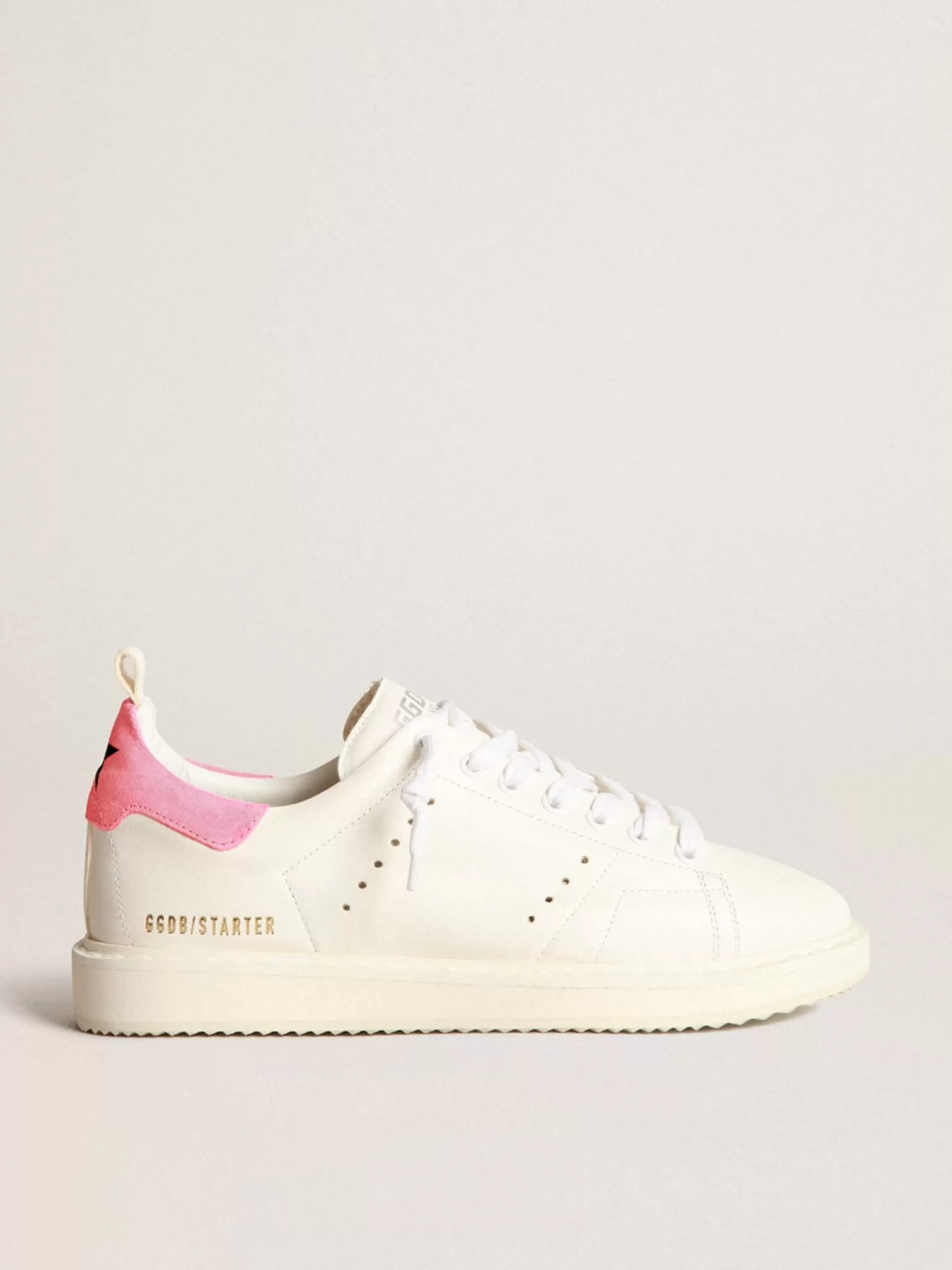 Cheap Tênis Starter em napa branca com talão de suede rosa MULHER Starter