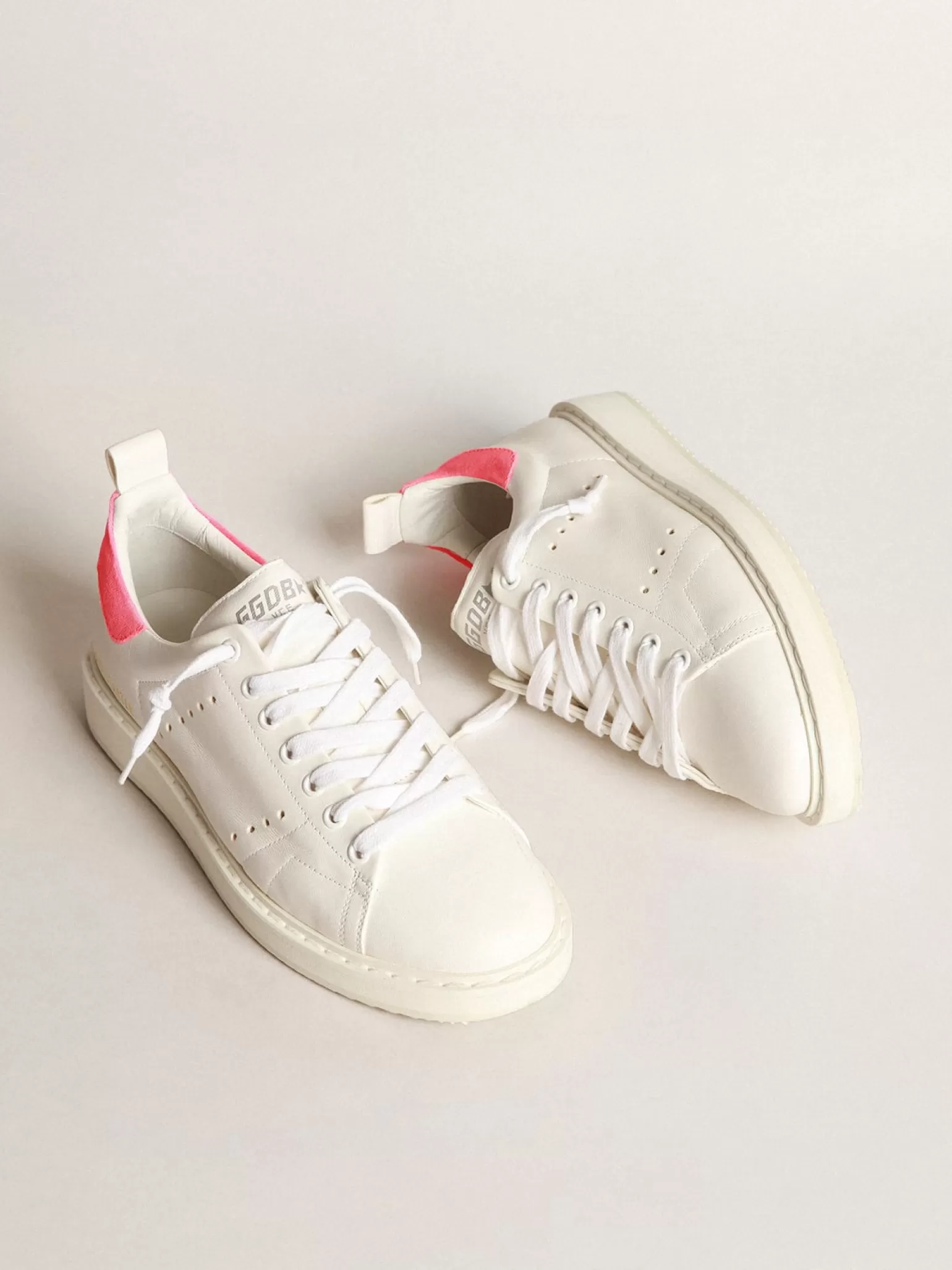 Cheap Tênis Starter em napa branca com talão de suede rosa MULHER Starter