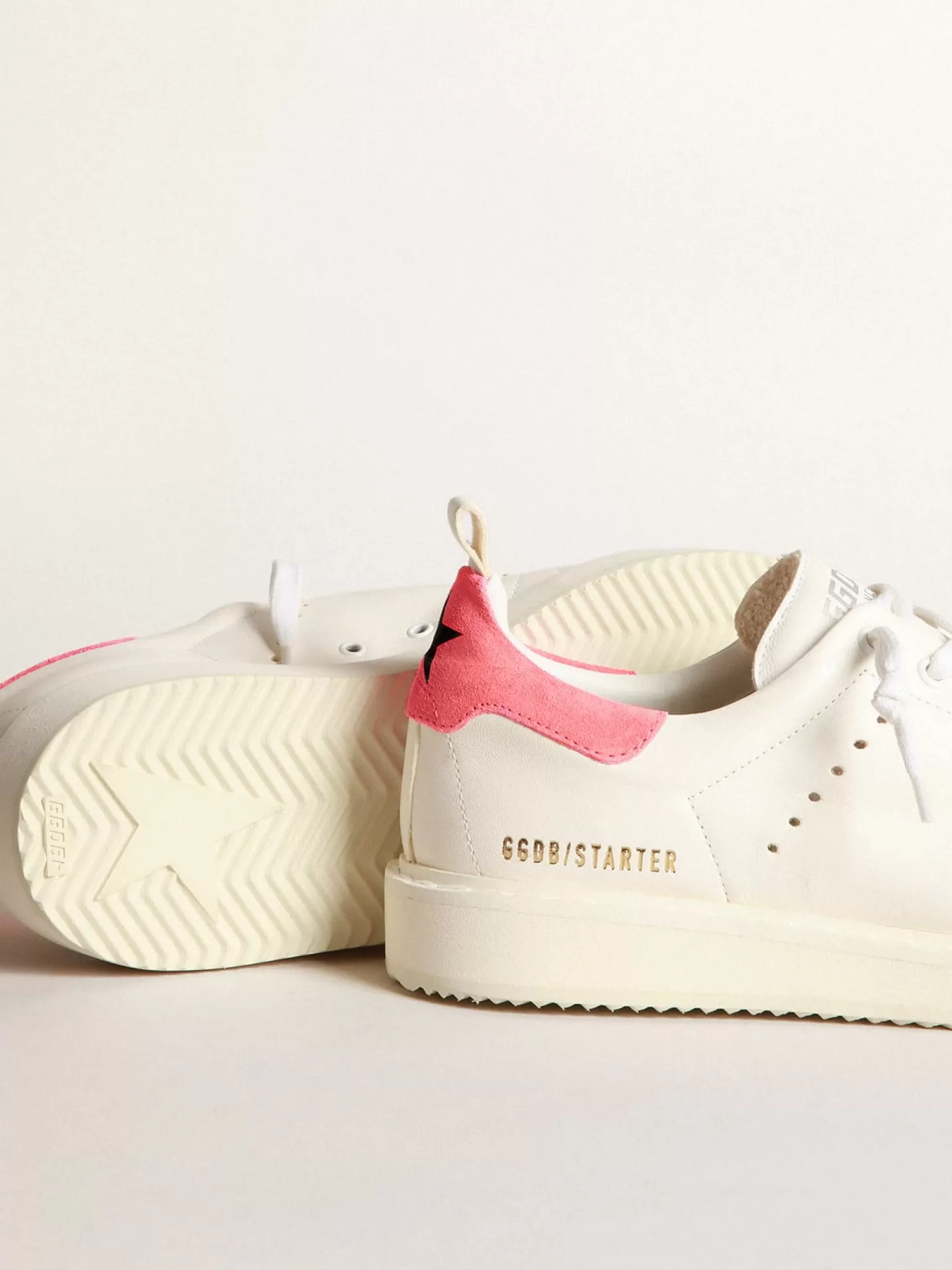 Cheap Tênis Starter em napa branca com talão de suede rosa MULHER Starter