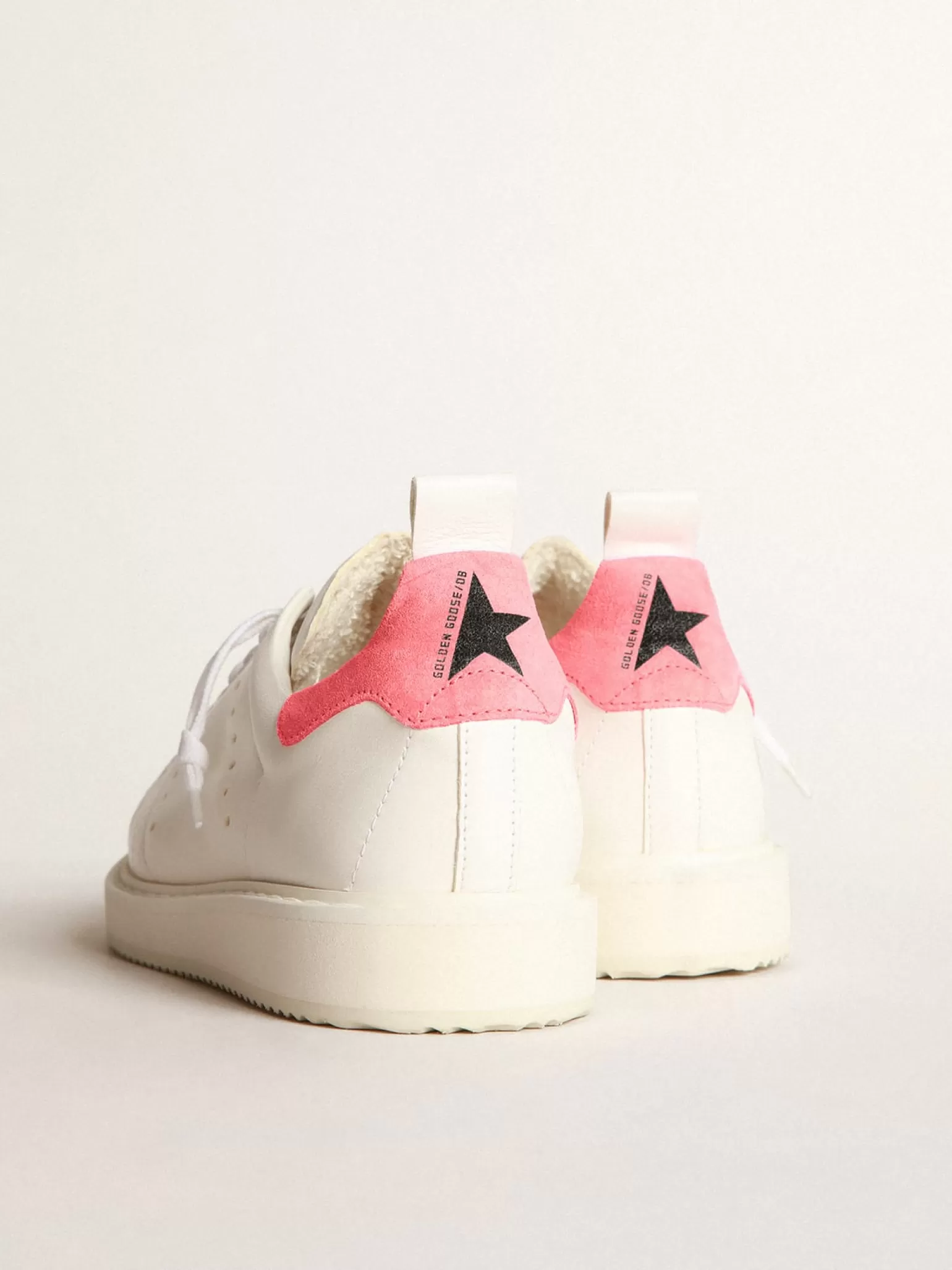 Cheap Tênis Starter em napa branca com talão de suede rosa MULHER Starter