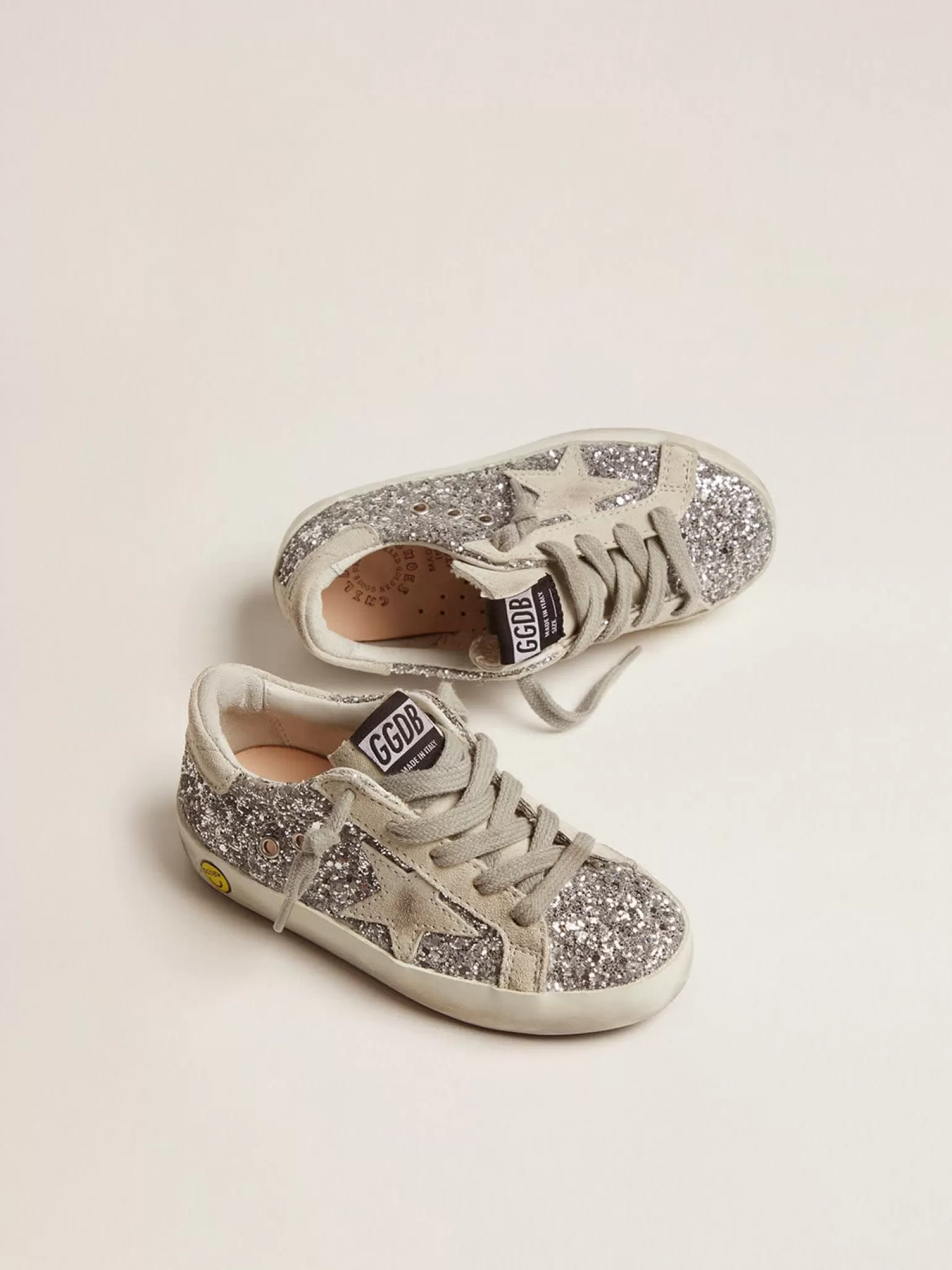Best Tênis Super-Star Junior com glitter prateado e detalhes de suede Meninas pequenas (1-3 anos)