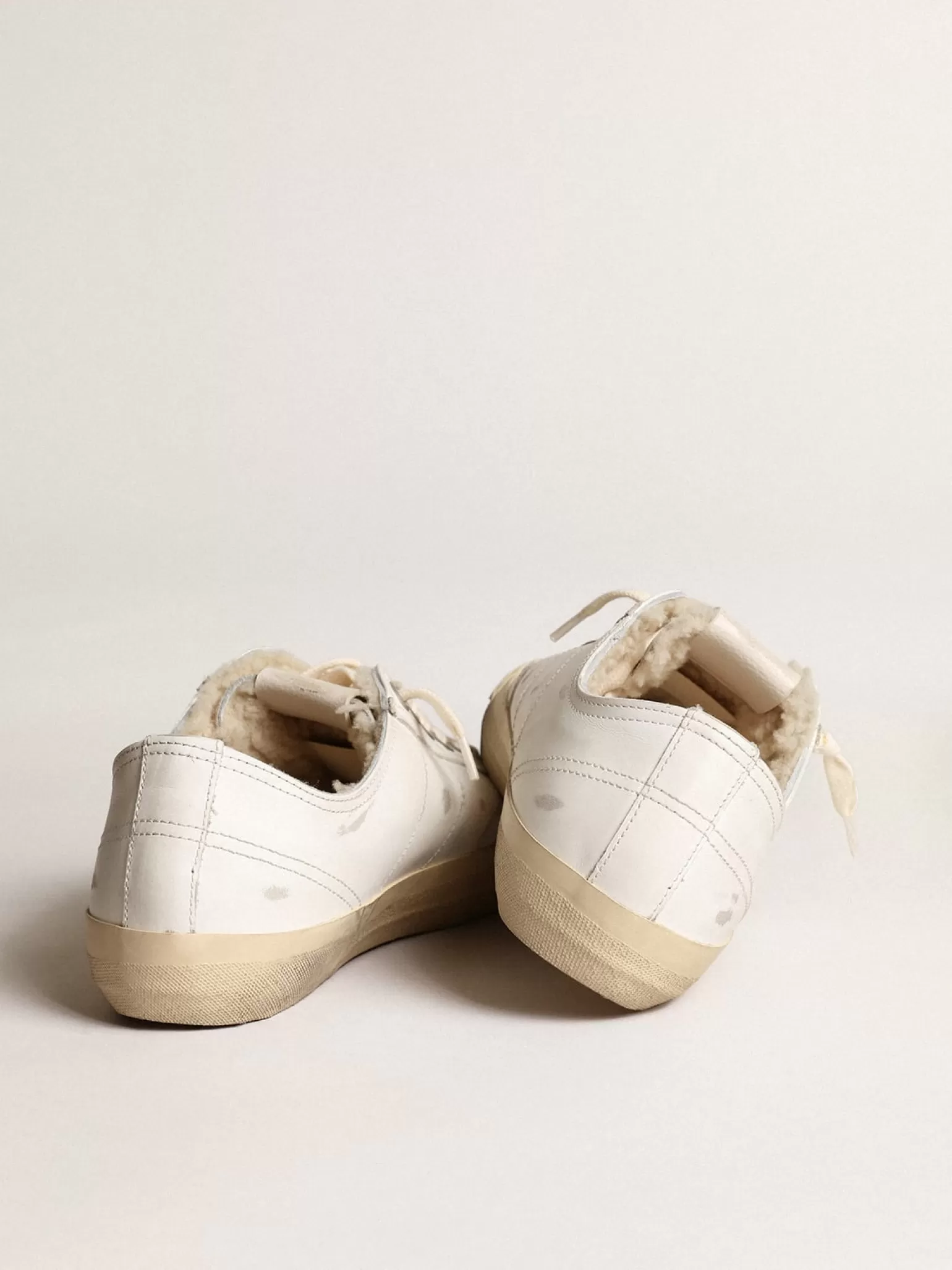 Clearance Tênis V-Star com estrela de couro e forro de shearling bege MULHER V-Star