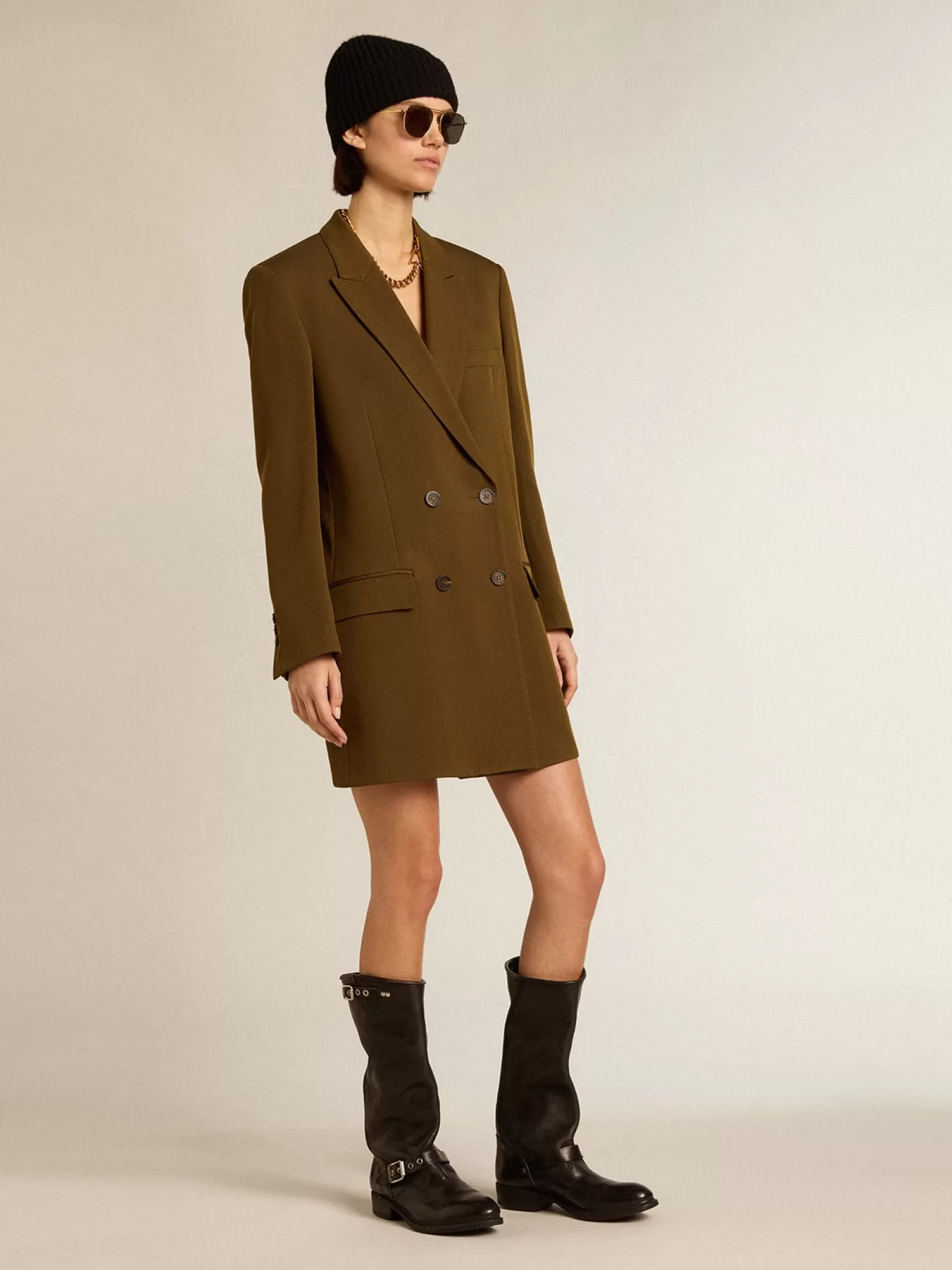Discount Vestido curto de lã cor de faia com botões de chifre MULHER Vestidos e macacões