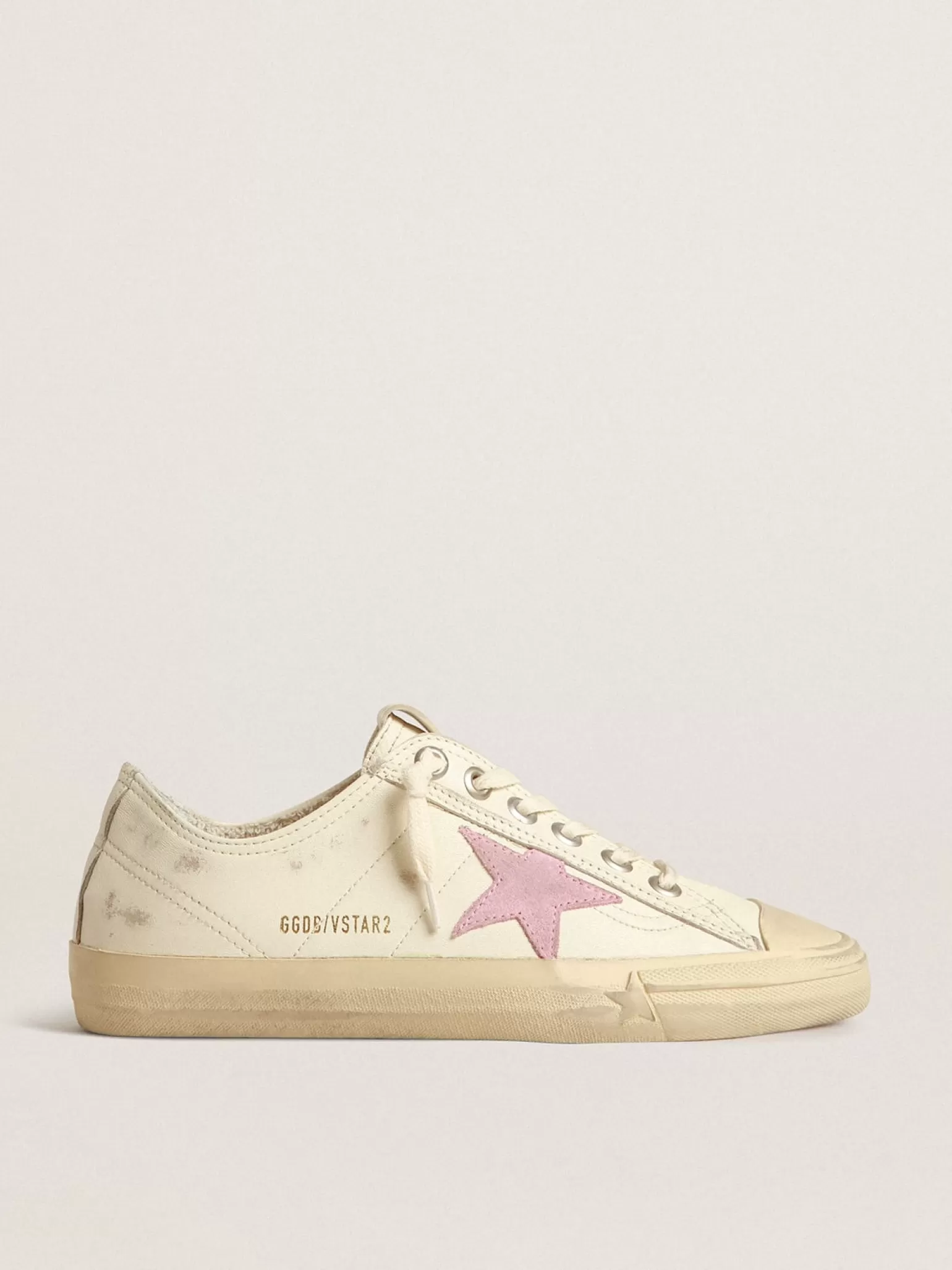 Flash Sale V-Star de napa bege com estrela de suede cor rosa antigo MULHER V-Star