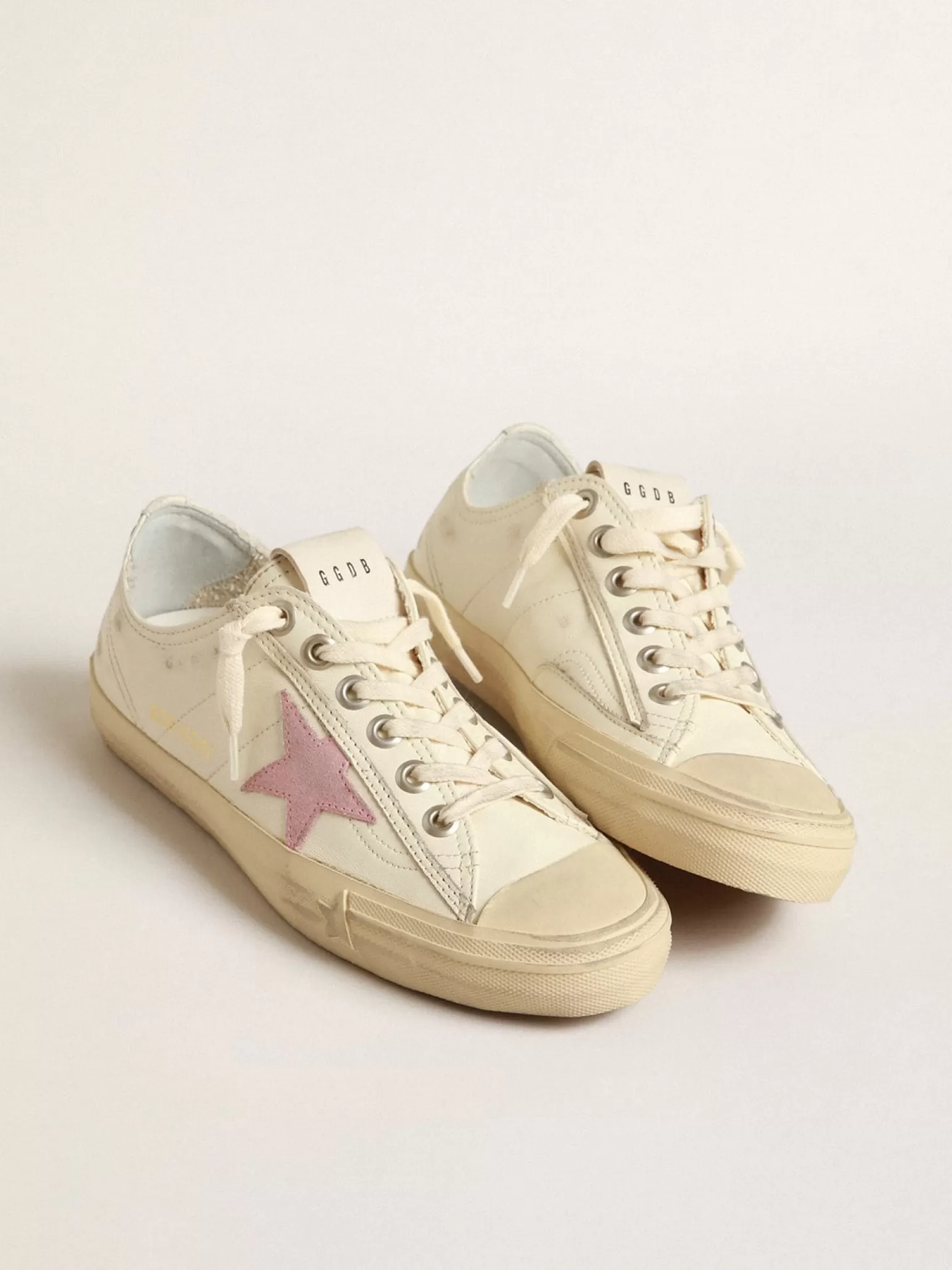 Flash Sale V-Star de napa bege com estrela de suede cor rosa antigo MULHER V-Star