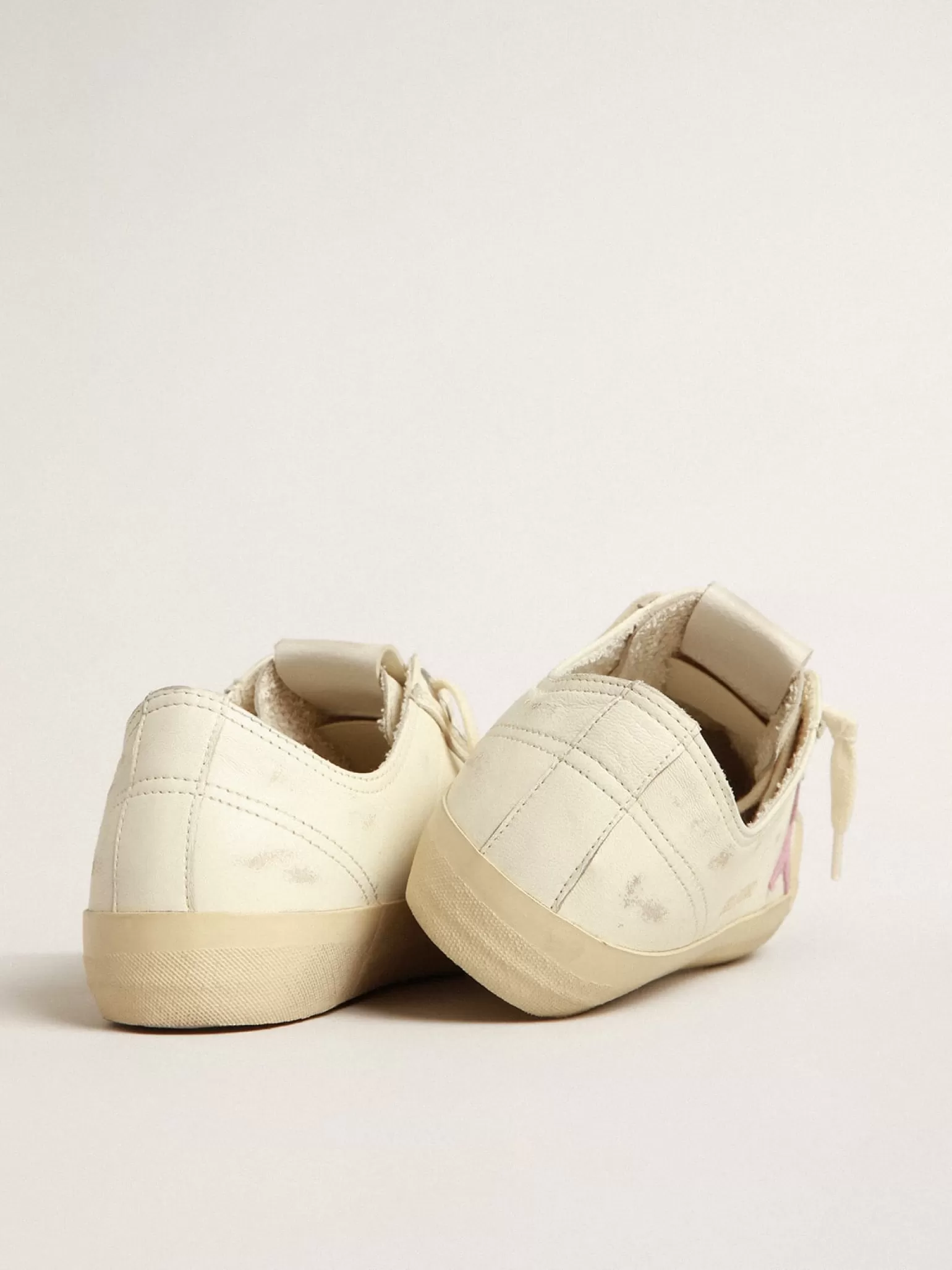 Flash Sale V-Star de napa bege com estrela de suede cor rosa antigo MULHER V-Star