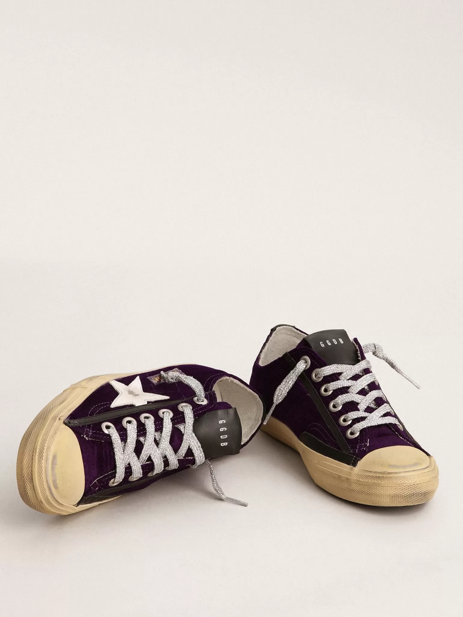 Cheap V-Star Feminino LTD de veludo roxo com estrela de couro branco MULHER V-Star