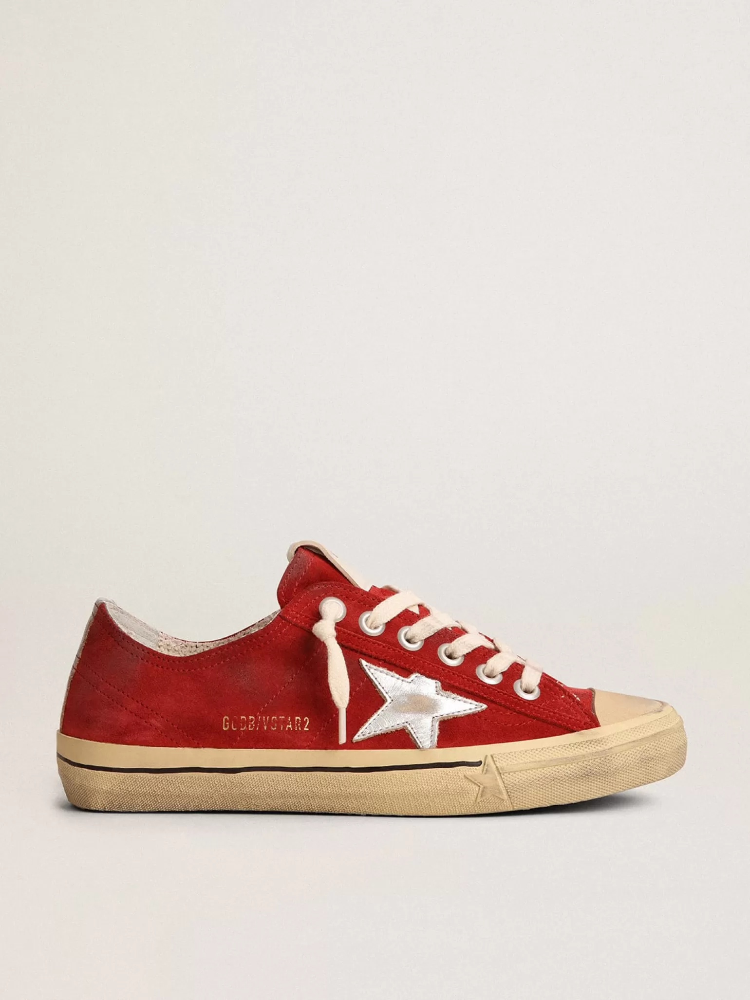Cheap V-Star LTD feminino de suede vermelho escuro com estrela prateada MULHER V-Star