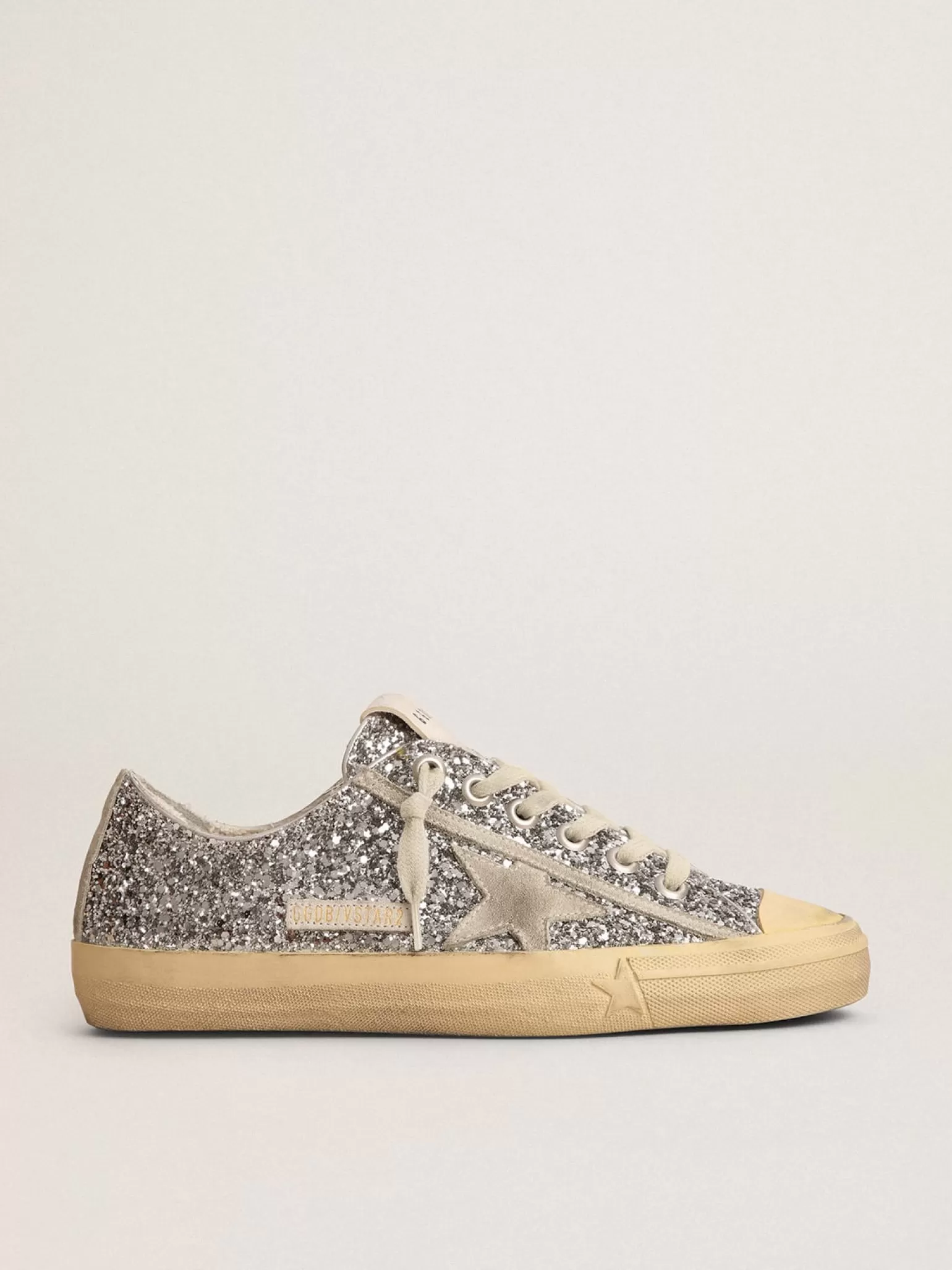 Fashion V-Star LTD feminino em glitter prateado com estrela de suede cinza gelo MULHER V-Star