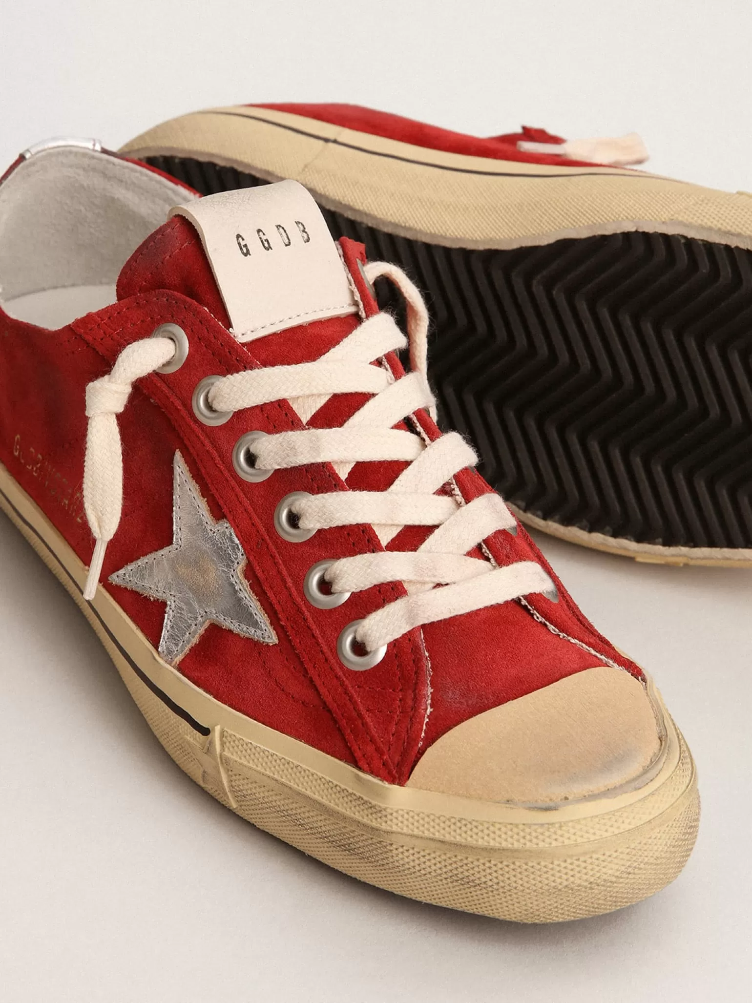 Flash Sale V-Star LTD masculino de suede vermelho -escuro com estrela e talão prateados V-Star